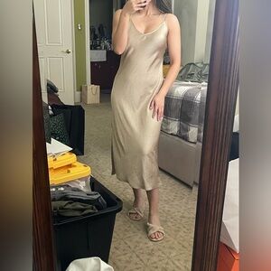 Wilfred light beige satin slip dress size small